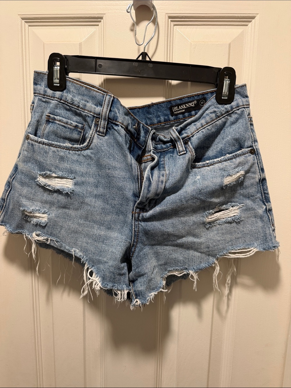 Blank NYC Light Blue Distressed Denim Shorts